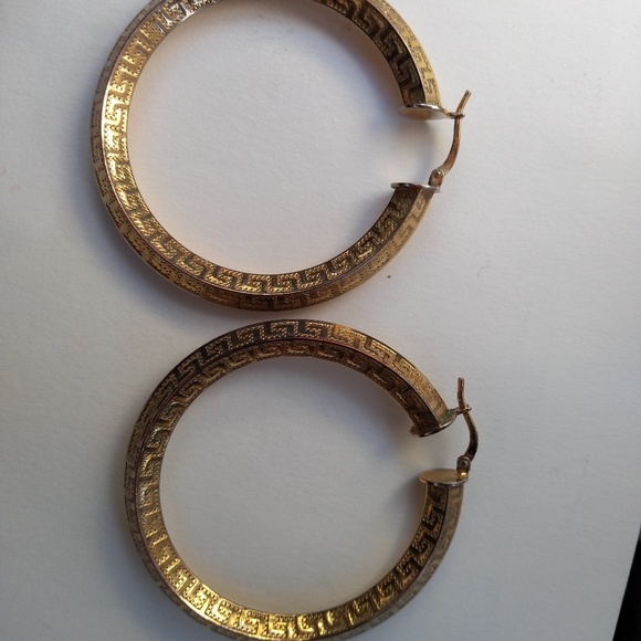 10k gold over Sterling silver hoop earrings - Picture 3 of 4